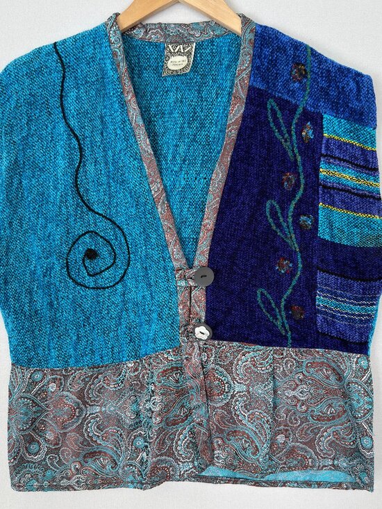 Anne & Bill Howson Jackets & Blazers - Vtg Anne & Bill Howson Vest Wearable Art Chenille Patchwork Embroidered Medium